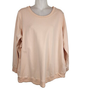 Denim & Co. Active French Terry Long Sleeve Sweatshirt Pale Blush 1XP A399567